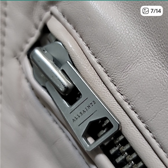 All Saints Balfern Soft Pink Leather Biker Jacket - Picture 5 of 6